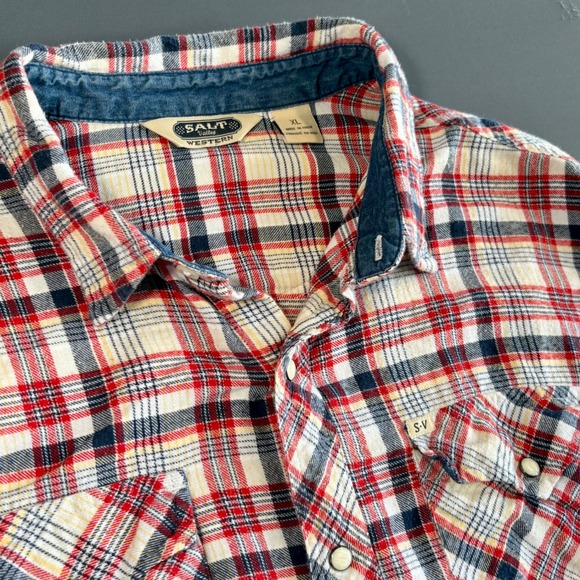 Mens XL Salt Valley Western Flannel Shirt – Pearl Snap Cowboy Retro 70s style - Picture 1 of 9